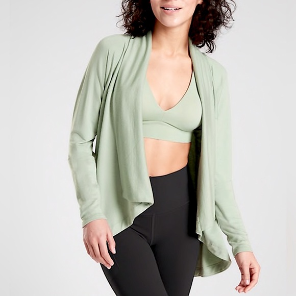 Athleta Sweaters - 🩷 ATHLETA WOMEN'S OPAL GREEN LONG SLEEVE NIRVANA WRAP CARDIGAN SIZE MEDIUM